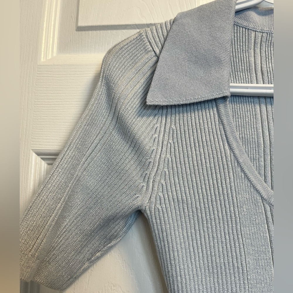 GUESS Light Blue Ribbed Knit Dress - Picture 6 of 6